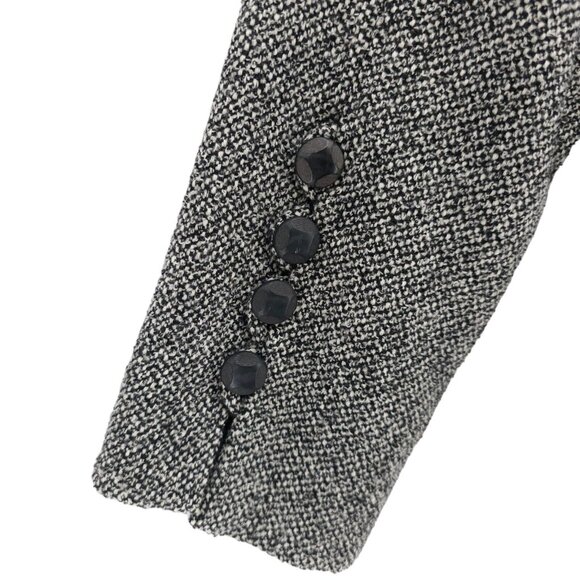 HANAE MORI Black White Tweed Blazer Jacket Size 9A3 - XS - Picture 4 of 12
